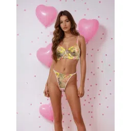 Mhyth Pink Regular Fit Embroidered Lingerie Set image 2