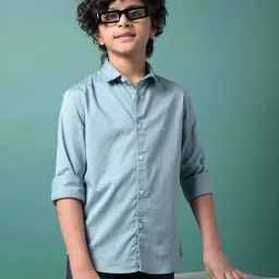 Crimsoune Club Boys Green Slim Fit Shirt-image-52
