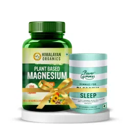 Sleep Support and Relaxation | Power Gummies Blessful Sleep, 60 gummies, Passion Fruit + Himalayan Organics Plant Based Magnesium 220mg - 120 Veg Capsules-image-51