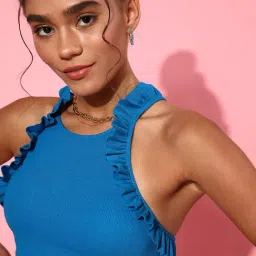 Da Intimo Blue Halter Neck Bralette Brief Set image 5