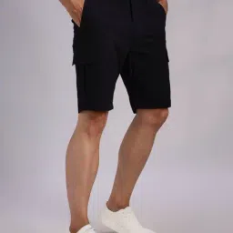 Thomas Scott Black Cotton Regular Fit Cargo Shorts image 3