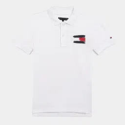 Tommy Hilfiger White Cotton Regular Fit Printed Polo T-Shirt-image-89