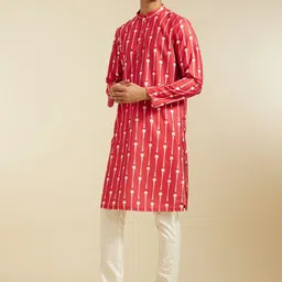 Diwas by Manyavar Geometric Printed Mandarin Collar Straight Kurta image 5
