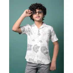 Crimsoune Club Boys Beige Slim Fit Self Design Shirt-image-97