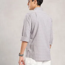 Nautica Men Premium Checked Cotton Linen Casual Shirt image 5