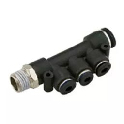 JELPC 6.35 mm (1/4 inch) Unequal Branch Tee Connector with Male Thread 8x4-1/4-picture-2