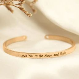 Joker & Witch I Love You To The Moon And Back Rose Gold Mantra Bands Flexible fit Bracelet-picture-6