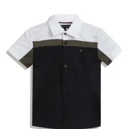 Tommy Hilfiger Kids Black Cotton Color Block Shirt-picture-30