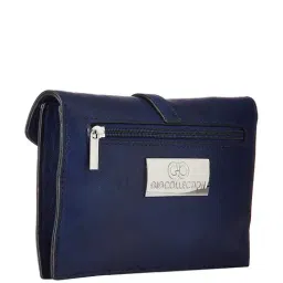 Gio Collection Navy Polyester Solid Sling Handbag image 2