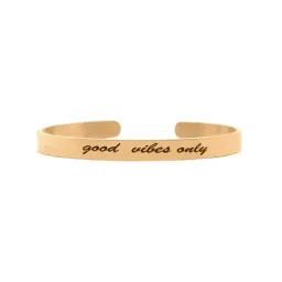 Joker & Witch Rose-Gold Tone Good Vibes Only Rose Quoted Flexible fit Bracelet image 2