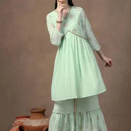 BAESD Girls Ethnic Motifs Printed Regular Kurta with Sharara-picture-23