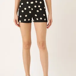Belle Fille Women Black & White Polka Dots Printed Regular Fit Shorts-picture-31