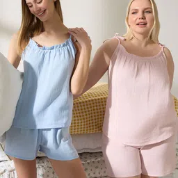 Trendyol Women Tie-Up Neck Top & Shorts Night suit-picture-15