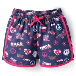 Pine Kids Looper Knit Mid Thigh Length Shorts with Text Print - Navy Blue-picture-26