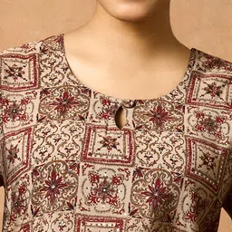 WOMEN PLUS Women Ethnic Motifs Printed Keyhole Neck Straight Kurta image 3