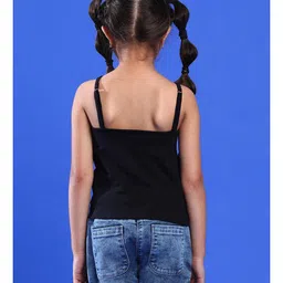 Tales & Stories Lycra Sleeveless Solid Camisole - Black image 3