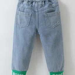 Kookie Kids Full Length Washed Denim Distressed  Jeans With Text Applique - Blue image 2