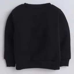 Knitting Doodles Fleece Woven Full Sleeves Rainbow Printed Light Winter Sweatshirt - Black image 3