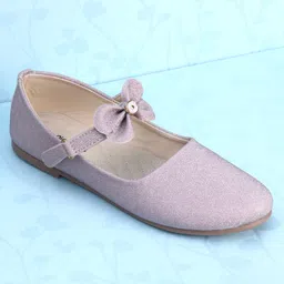 Pine Kids Ballerinas with Velcro Closure & Bow Applique - Pink image 3