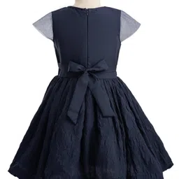 Pine Kids Woven Half Sleeves Solid Colour Frock - Navy Blue image 3