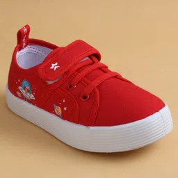 Cute Walk by Babyhug Casual Shoes with Velcro Closure & Space Theme Embroidery - Red image 3