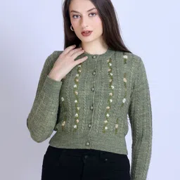 Winter Wonders Women Cable Knit Crop Cardigan Sweaters image 5