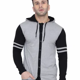 BEYOU FASHION Men Hooded Colourblocked Slim Fit Cotton Shirt-image-48