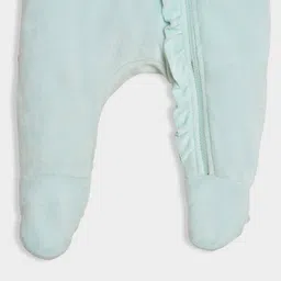 Mi Arcus Full Sleeves Knit Croissant & Text Embroidered Romper - Aqua Blue image 5