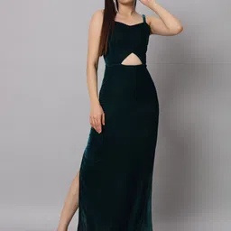 VAARARO Women Solid Velvet Maxi Sheath Dress-image-82