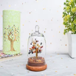 Natriel Transparent & Brown Textured Wish Tree In Glass Dome Showpieces image 3