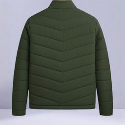SZN Men Olive Full Sleeves Solid Stand Collar Polyester Puffer Jacket-picture-25