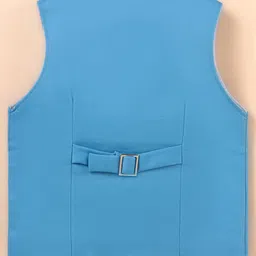 Robo Fry Lycra Knit Full Sleeves Printed 3 Piece Party Suit With Bow & Hat - Light Blue image 5