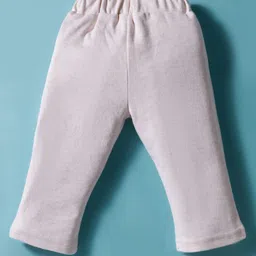 ToffyHouse Knit Full Sleeves Striped Polo T-Shirt & Lounge Pant Set With Bow Applique - White & Cream image 5