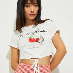max Women Typography Printed Round Neck Cotton T-shirt-image-56
