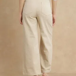 RAREISM Beige Cotton Blend Solid Trousers image 2
