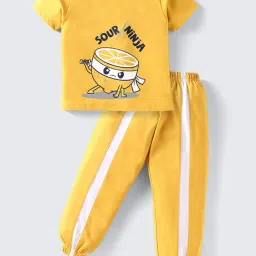 Nite Flite Kids Yellow Cotton Printed Top and Pyjama-image-99