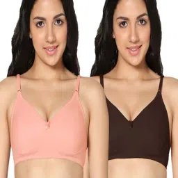 IN CARE Peach & Brown Cotton T-Shirt Bras - Pack Of 2-picture-39