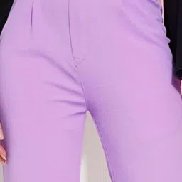 SELVIA Lavender Regular Fit Mid Rise Trousers image 5