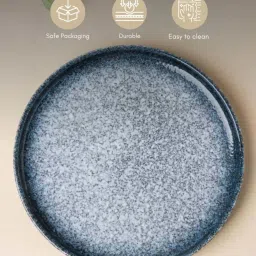 Nestasia Premium Quality Blue & White Two-Toned Pebble Glazed Stoneware Dinner Plate 7.87 Inch image 5