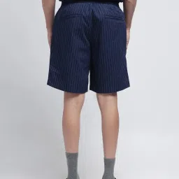 Rare Rabbit Navy Oversized Fit Stripes Shorts image 2