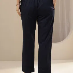 Libas Blue Cotton Regular Fit Pants image 2