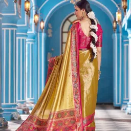 Elora Mustard Yellow Zari Saree image 2