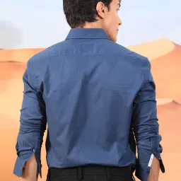 Rare Rabbit Blue Tailored Fit Solid Shirt image 2