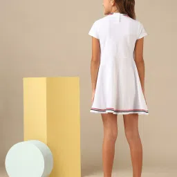 U.S. Polo Assn. Girls White Brand Appliqued Skater Dress image 2