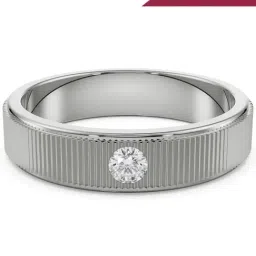 EMORI White Gold Inlay Round Lab Grown Diamond Band-image-88