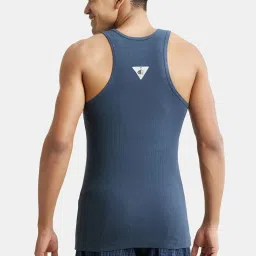 Jockey 9922 Men's Super Combed Cotton Rib Racer Back Styling Round Neck Gym Vest image 2