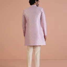 KISAH Lavender Jacquard Regular Fit Geometric Suit Set image 2