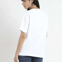 Madame White Cotton Regular Fit Printed T-Shirt image 2