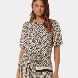 Forever New Cream & Black Printed Shirt-picture-25
