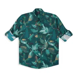 Cavio Green Cotton Comfort Floral Shirt-image-14
